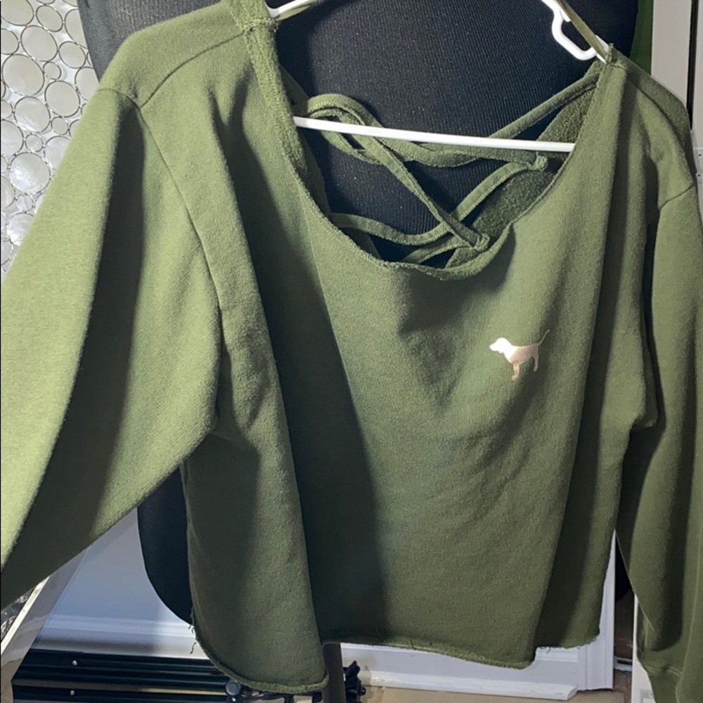 Loose Olive Green PINK Sweater